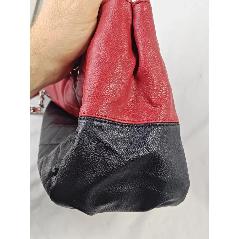 Nine West Quilted Colorblock Tote Purse Red Black Chain Strap NWT 60268715-F70